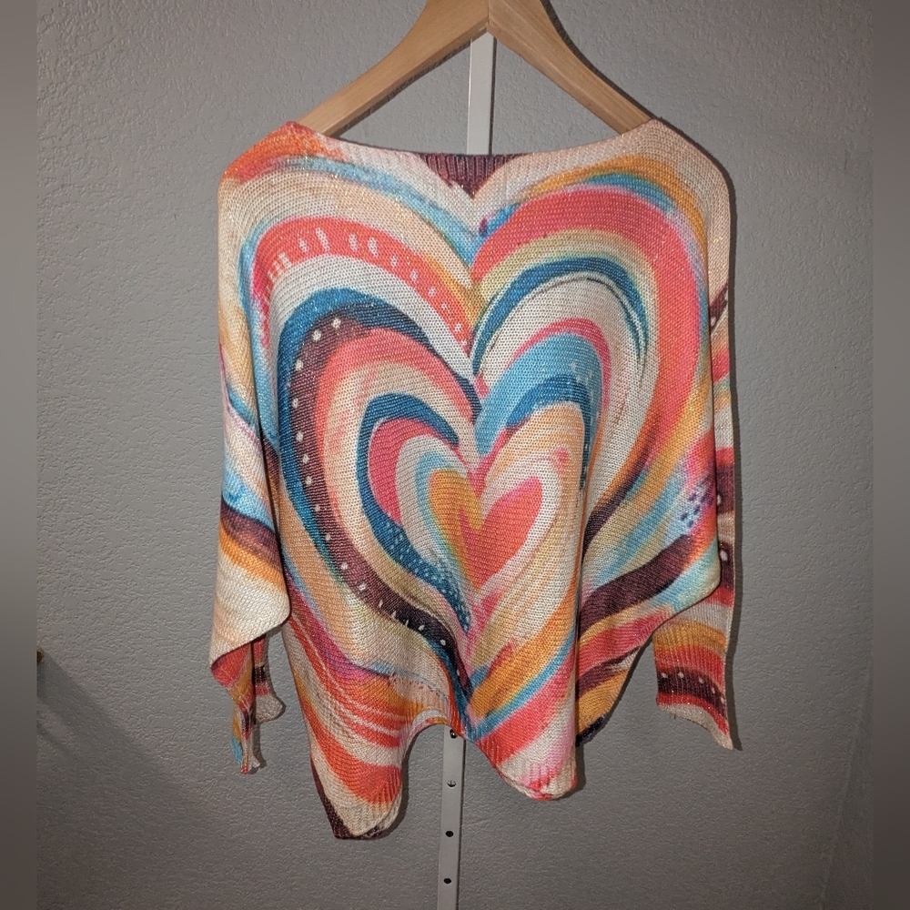 BRAND BAZAR Italian Knit Top – Heart Print Boho - Picture 6 of 11